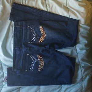 Costly girl size 11 blingy jeans with animal print!